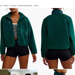 Free People FP Movement New Hit The Slopes Fleece Jacket Evergreen Medium NEW